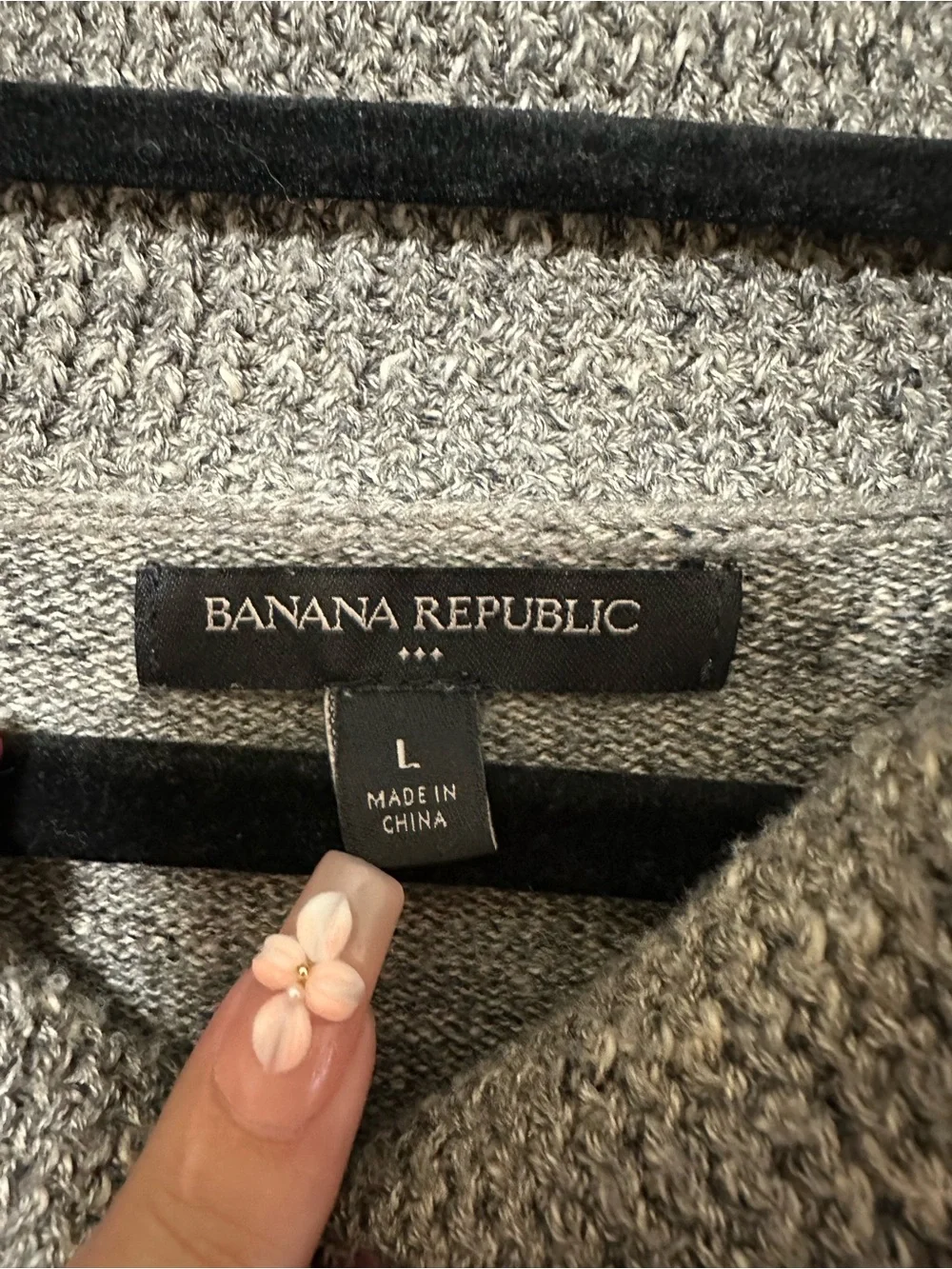 Banana Republic Shawl Collar Knit Sweater Single Button Men L Gray